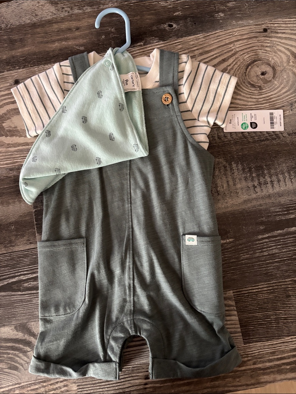 3 piece Carter’s boys overalls set. Surfer van.